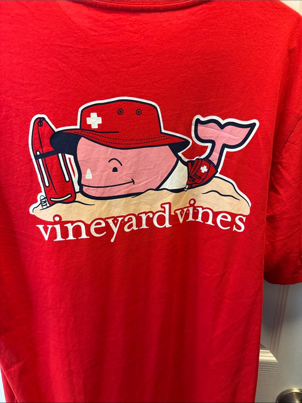 Vineyard Vines Men’s Red Pocket Tee with Whale Logo - Picture 4 of 4